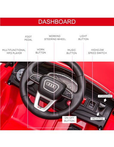 HOMCOM Compatible 6V Battery-powered Kids Electric Ride On Car Audi RS Q8 Toy with Parental Remote Control Music Lights USB MP3 