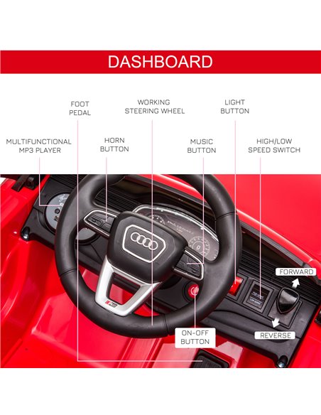 HOMCOM Compatible 6V Battery-powered Kids Electric Ride On Car Audi RS Q8 Toy with Parental Remote Control Music Lights USB MP3  - pic 5174 | FastDaddyshop
