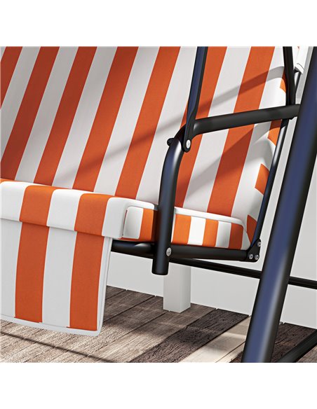 Outsunny 3-Seat Swing Chair Garden Swing Seat with Adjustable Canopy for Patio, Orange 84A-054V05OG - pic 51740 | FastDaddyshop
