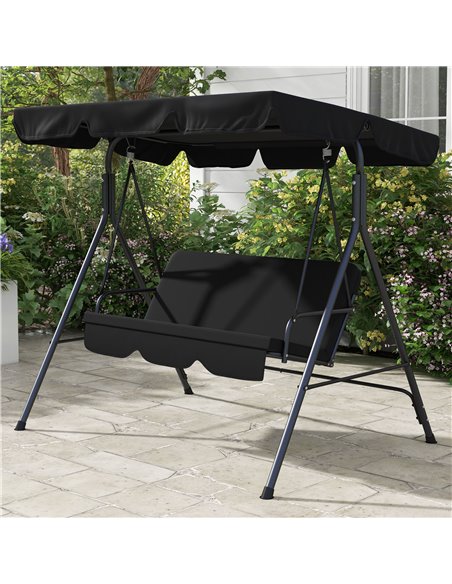 Outsunny 3-Seat Swing Chair Garden Swing Seat with Adjustable Canopy for Patio, Black 84A-054V05BK - pic 51742 | FastDaddyshop