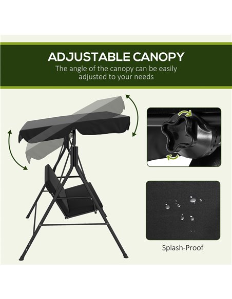 Outsunny 3-Seat Swing Chair Garden Swing Seat with Adjustable Canopy for Patio, Black 84A-054V05BK - pic 51744 | FastDaddyshop