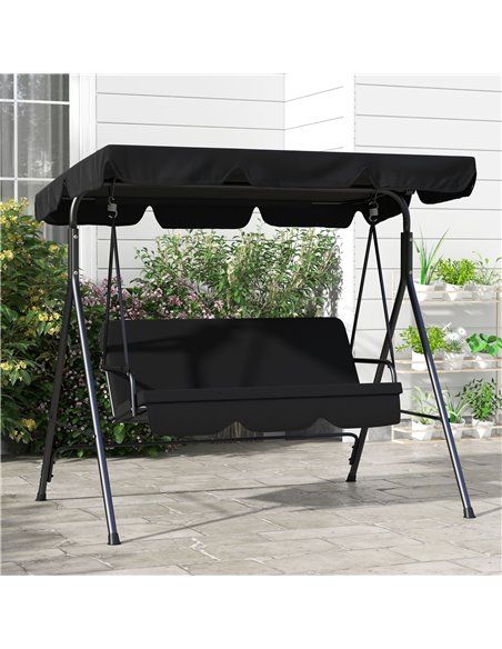 Outsunny 3-Seat Swing Chair Garden Swing Seat with Adjustable Canopy for Patio, Black 84A-054V05BK - pic 51748 | FastDaddyshop
