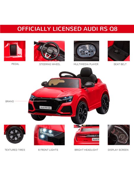 HOMCOM Compatible 6V Battery-powered Kids Electric Ride On Car Audi RS Q8 Toy with Parental Remote Control Music Lights USB MP3  - pic 5175 | FastDaddyshop