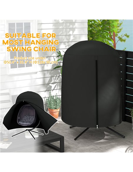 Outsunny Hanging Egg Chair Cover, Single Swing Chair Cover, Waterproof Anti-dust Furniture Protector with Zipper, 420D Oxford Fa - pic 51753 | FastDaddyshop