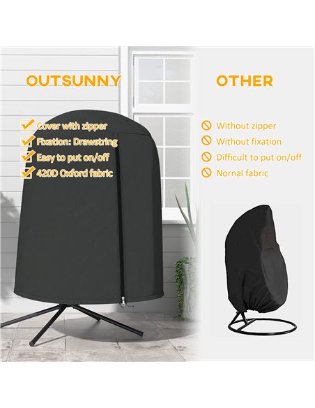 Outsunny Hanging Egg Chair Cover, Single Swing Chair Cover, Waterproof Anti-dust Furniture Protector with Zipper, 420D Oxford Fa - pic 51754 | FastDaddyshop