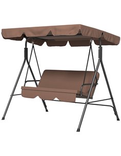 Outsunny 3-Seat Swing Chair Garden Swing Seat, Brown 84A-054V05BN
