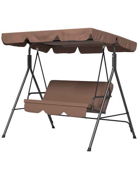 Outsunny 3-Seat Swing Chair Garden Swing Seat, Brown 84A-054V05BN - pic 51759 | FastDaddyshop