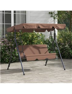 Outsunny 3-Seat Swing Chair Garden Swing Seat, Brown 84A-054V05BN 2