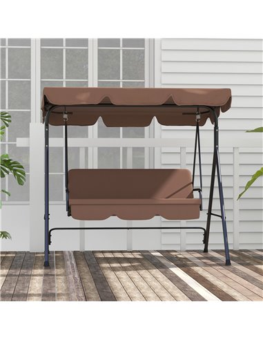 Outsunny 3-Seat Swing Chair Garden Swing Seat with Adjustable Canopy for Patio, Brown 84A-054V05BN