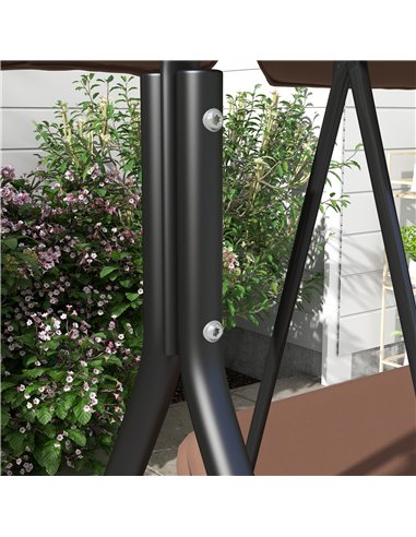 Outsunny 3-Seat Swing Chair Garden Swing Seat with Adjustable Canopy for Patio, Brown 84A-054V05BN