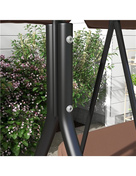 Outsunny 3-Seat Swing Chair Garden Swing Seat with Adjustable Canopy for Patio, Brown 84A-054V05BN - pic 51767 | FastDaddyshop