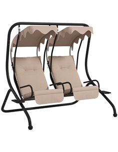 Outsunny Canopy Swing Chair Modern Garden Swing Seat, Beige 84A-052V04BG