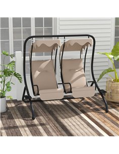Outsunny Canopy Swing Chair Modern Garden Swing Seat, Beige 84A-052V04BG 2