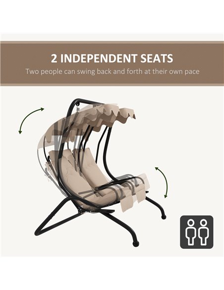 Outsunny Canopy Swing Chair Modern Garden Swing Seat Outdoor Relax Chairs w/ 2 Separate Chairs, Cushions and Removable Shade Can - pic 51771 | FastDaddyshop