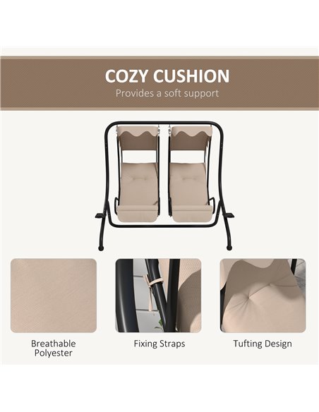 Outsunny Canopy Swing Chair Modern Garden Swing Seat Outdoor Relax Chairs w/ 2 Separate Chairs, Cushions and Removable Shade Can - pic 51773 | FastDaddyshop