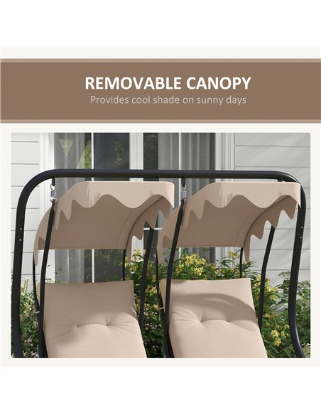 Outsunny Canopy Swing Chair Modern Garden Swing Seat Outdoor Relax Chairs w/ 2 Separate Chairs, Cushions and Removable Shade Can - pic 51774 | FastDaddyshop