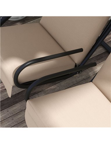 Outsunny Canopy Swing Chair Modern Garden Swing Seat Outdoor Relax Chairs w/ 2 Separate Chairs, Cushions and Removable Shade Can