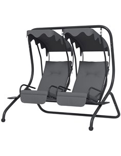 Outsunny Canopy Swing Chair Modern Garden Swing Seat, Grey 84A-052V74CG