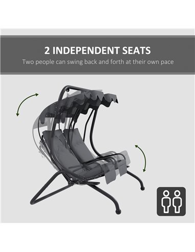 Outsunny Canopy Swing Chair Modern Garden Swing Seat Outdoor Relax Chairs w/ 2 Separate Chairs, Cushions and Removable Shade Can