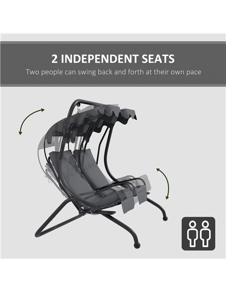 Outsunny Canopy Swing Chair Modern Garden Swing Seat Outdoor Relax Chairs w/ 2 Separate Chairs, Cushions and Removable Shade Can - pic 51780 | FastDaddyshop