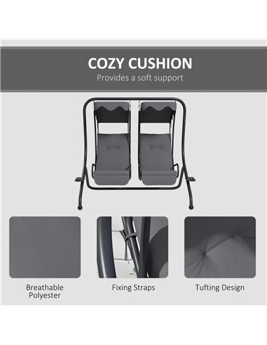 Outsunny Canopy Swing Chair Modern Garden Swing Seat Outdoor Relax Chairs w/ 2 Separate Chairs, Cushions and Removable Shade Can