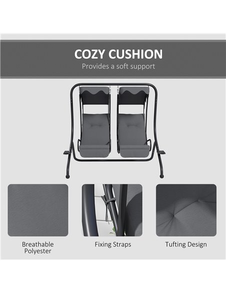 Outsunny Canopy Swing Chair Modern Garden Swing Seat Outdoor Relax Chairs w/ 2 Separate Chairs, Cushions and Removable Shade Can - pic 51782 | FastDaddyshop