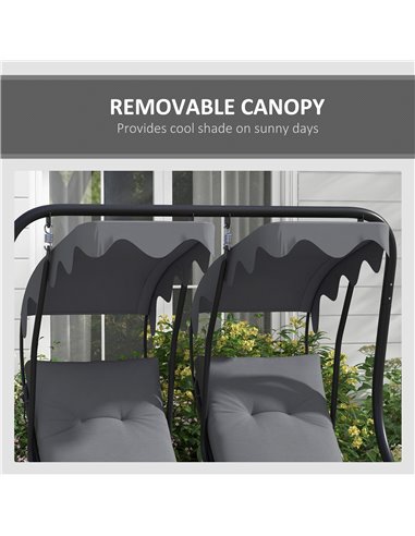 Outsunny Canopy Swing Chair Modern Garden Swing Seat Outdoor Relax Chairs w/ 2 Separate Chairs, Cushions and Removable Shade Can