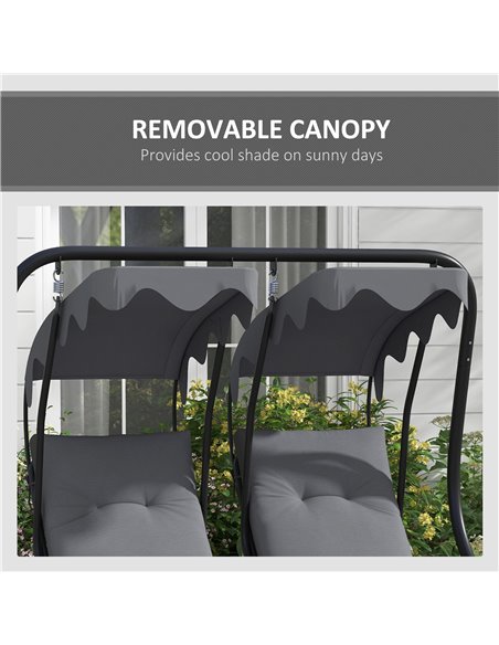 Outsunny Canopy Swing Chair Modern Garden Swing Seat Outdoor Relax Chairs w/ 2 Separate Chairs, Cushions and Removable Shade Can - pic 51783 | FastDaddyshop