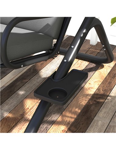 Outsunny Canopy Swing Chair Modern Garden Swing Seat Outdoor Relax Chairs w/ 2 Separate Chairs, Cushions and Removable Shade Can