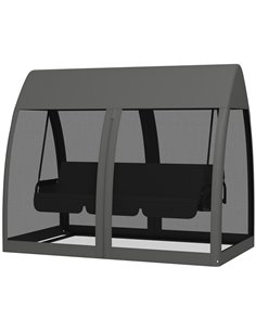 Outsunny 3 Seater Swing Chair 2 in 1 Garden Swing Seat Bed, Grey 84A-063V01CG