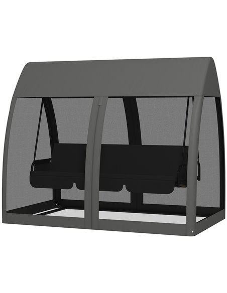 Outsunny 3 Seater Swing Chair 2 in 1 Garden Swing Seat Bed, Grey 84A-063V01CG - pic 51786 | FastDaddyshop