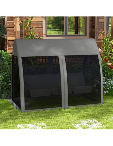 Outsunny 3 Seater Swing Chair 2 in 1 Garden Swing Seat Bed Convertible Outdoor Rocking Bench Bed with Water-Resistant Roof, Zipp
