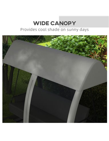 Outsunny 3 Seater Swing Chair 2 in 1 Garden Swing Seat Bed Convertible Outdoor Rocking Bench Bed with Water-Resistant Roof, Zipp