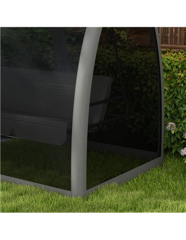 Outsunny 3 Seater Swing Chair 2 in 1 Garden Swing Seat Bed Convertible Outdoor Rocking Bench Bed with Water-Resistant Roof, Zipp
