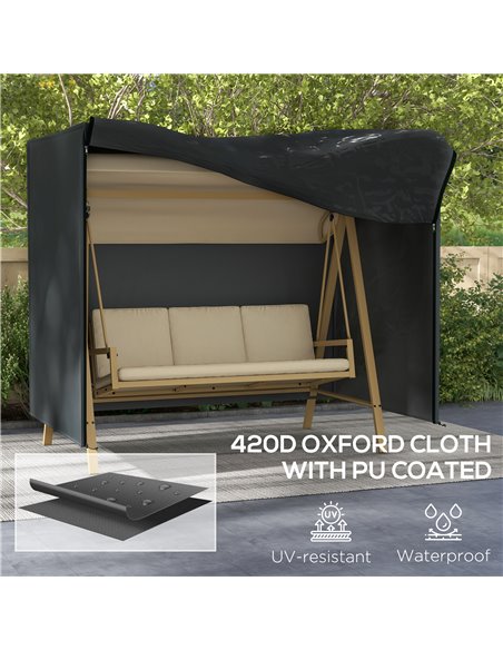Outsunny 220 x 125cm Three- Seater Swing Chair Weatherproof Cover 84A-335V00BK - pic 51799 | FastDaddyshop