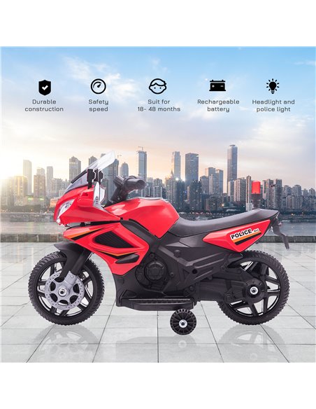 HOMCOM Kids 6V Electric Ride On Motorcycle Police Car Vehicle w/ Lights Horn Realistic Sound Outdoor Play Toy for 18 - 36 months - pic 5180 | FastDaddyshop