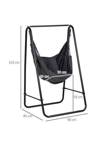 Outsunny Hammock Chair with Stand, Hammock Swing Chair with Cushion, Dark Grey 84A-329V70CG