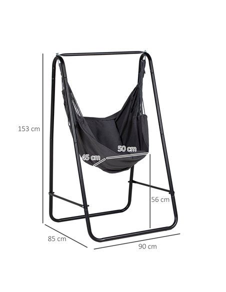 Outsunny Hammock Chair with Stand, Hammock Swing Chair with Cushion, Dark Grey 84A-329V70CG - pic 51806 | FastDaddyshop