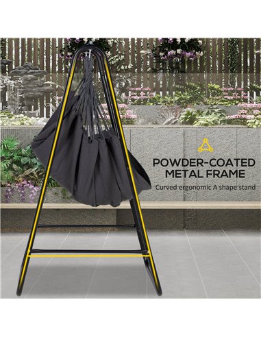 Outsunny Hammock Chair with Stand, Hammock Swing Chair with Cushion, Dark Grey 84A-329V70CG
