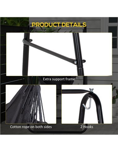 Outsunny Hammock Chair with Stand, Hammock Swing Chair with Cushion, Dark Grey 84A-329V70CG