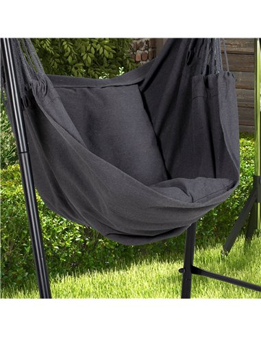 Outsunny Hammock Chair with Stand, Hammock Swing Chair with Cushion, Dark Grey 84A-329V70CG