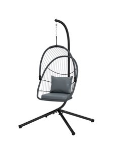 Outsunny Outdoor PE Rattan Swing Chair with Cushion, Grey 84A-324V70GY