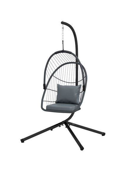 Outsunny Outdoor PE Rattan Swing Chair with Cushion, Grey 84A-324V70GY - pic 51813 | FastDaddyshop