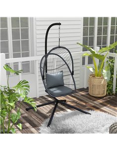 Outsunny Outdoor PE Rattan Swing Chair with Cushion, Grey 84A-324V70GY 2