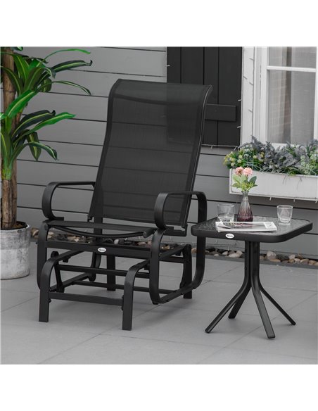 Outsunny Outdoor Gliding Rocking Chair with Sturdy Metal Frame Garden Comfortable Swing Chair for Patio, Backyard and Poolside,  - pic 51823 | FastDaddyshop