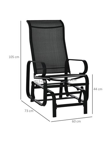 Outsunny Outdoor Gliding Rocking Chair with Sturdy Metal Frame Garden Comfortable Swing Chair for Patio, Backyard and Poolside, 