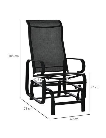 Outsunny Outdoor Gliding Rocking Chair with Sturdy Metal Frame Garden Comfortable Swing Chair for Patio, Backyard and Poolside,  - pic 51824 | FastDaddyshop