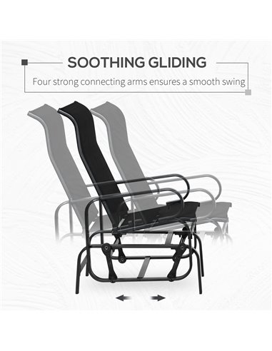 Outsunny Outdoor Gliding Rocking Chair with Sturdy Metal Frame Garden Comfortable Swing Chair for Patio, Backyard and Poolside, 