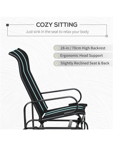 Outsunny Outdoor Gliding Rocking Chair with Sturdy Metal Frame Garden Comfortable Swing Chair for Patio, Backyard and Poolside,  - pic 51826 | FastDaddyshop