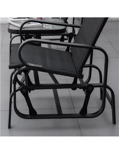 Outsunny Outdoor Gliding Rocking Chair with Sturdy Metal Frame Garden Comfortable Swing Chair for Patio, Backyard and Poolside, 